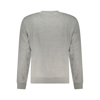Back view of Napapijri Gray Cotton Men Sweater with relaxed fit and crew neck.