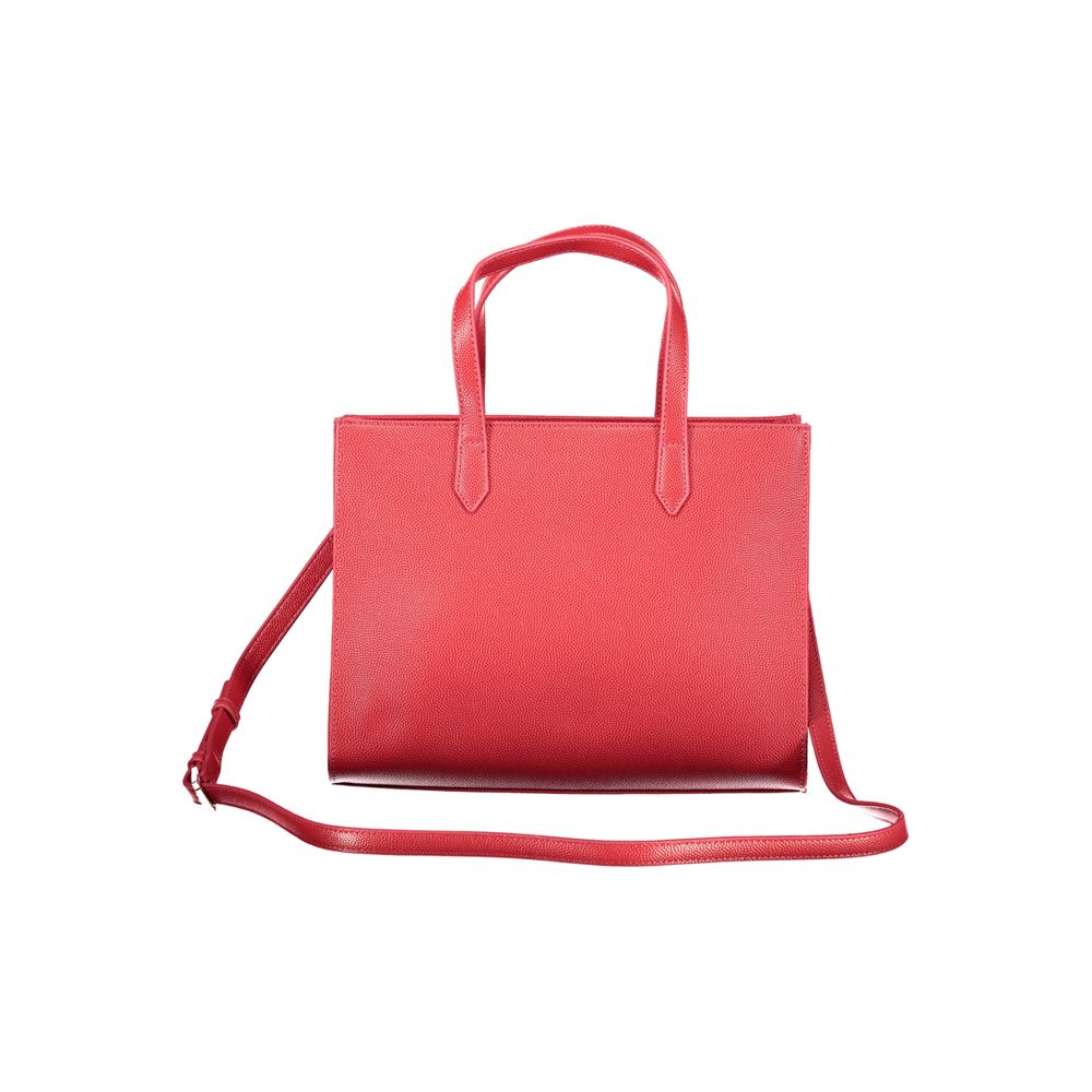 Mario Valentino Red Polyethylene Handbag with adjustable strap and zip closure.