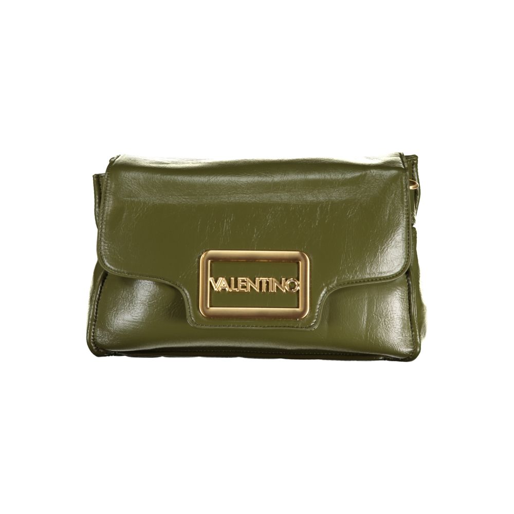 Mario Valentino Green Polyethylene Handbag with removable handle and adjustable strap, featuring logo and multiple compartments.