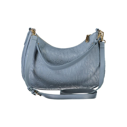 Mario Valentino Blue Polyethylene Handbag with removable shoulder strap, contrasting details, and logo embossing.