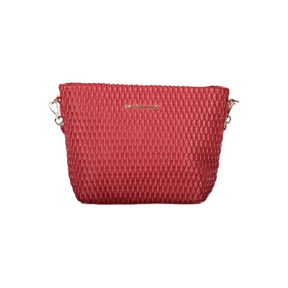 Mario Valentino Red Polyethylene Handbag with adjustable strap and internal pockets, featuring contrasting details and logo.