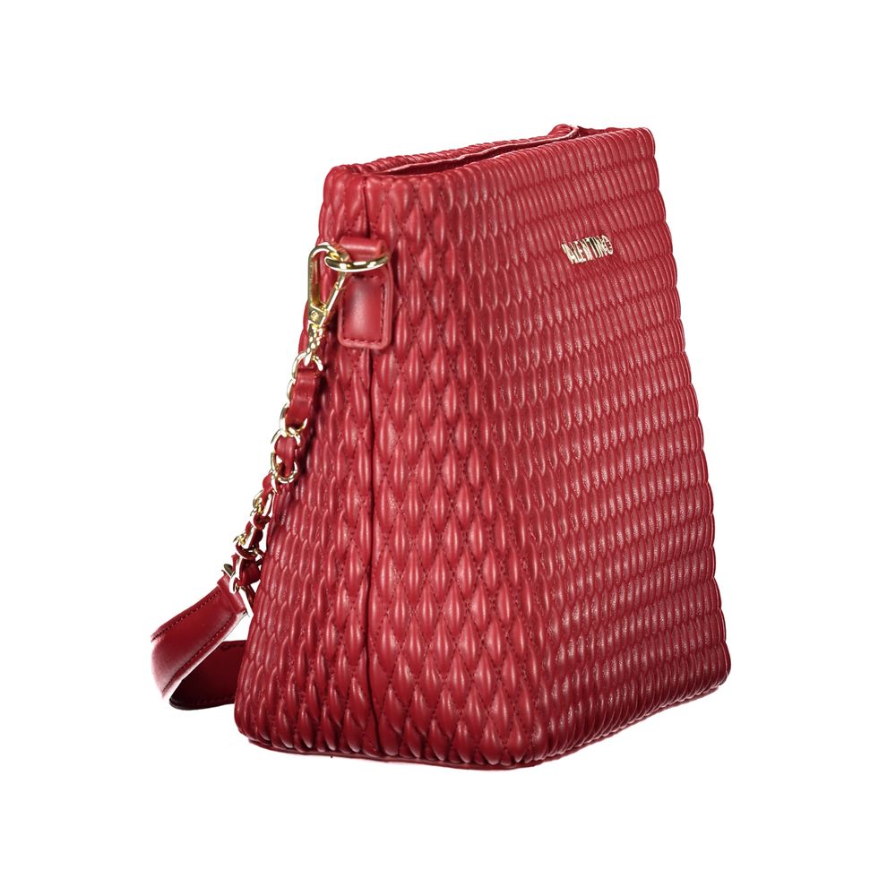 Mario Valentino Red Polyethylene Handbag with adjustable strap and logo detail, recycled material, contrasting details, and zip closure.