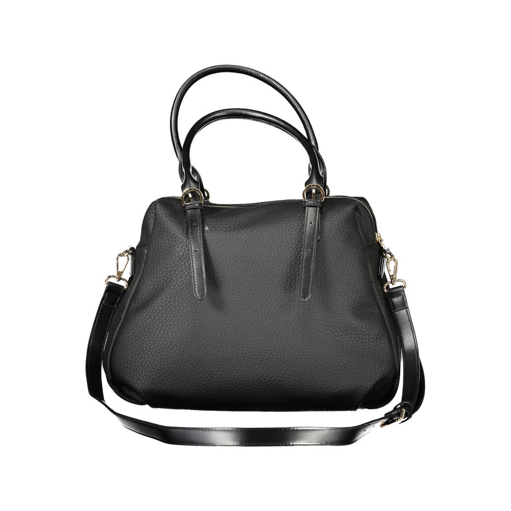 Mario Valentino Black Polyethylene Handbag with adjustable handles and contrasting details