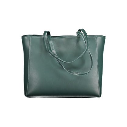 Mario Valentino Green Polyethylene Handbag with 2 handles, internal pocket, phone spaces, zip closure, contrasting details, and recycled logo.
