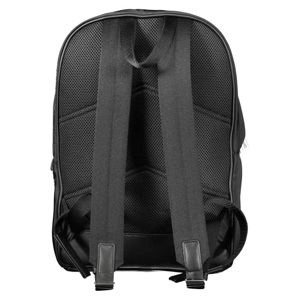 Back view of Calvin Klein Black Polyester Backpack with adjustable shoulder straps and breathable material.