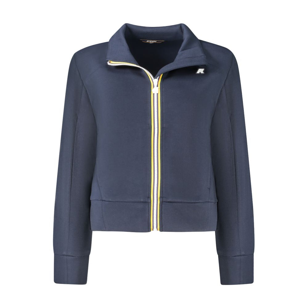 K-WAY Blue Polyester Women Sweater with zippered front and contrasting details