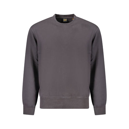 Hugo Boss Black Cotton Men Sweater with logo embroidery, crafted from organic cotton for casual comfort and style.
