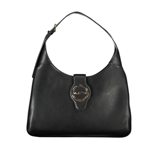 Mario Valentino Black Polyethylene Handbag with adjustable handle, logo, zip, and automatic closure. Features 2 internal pockets.