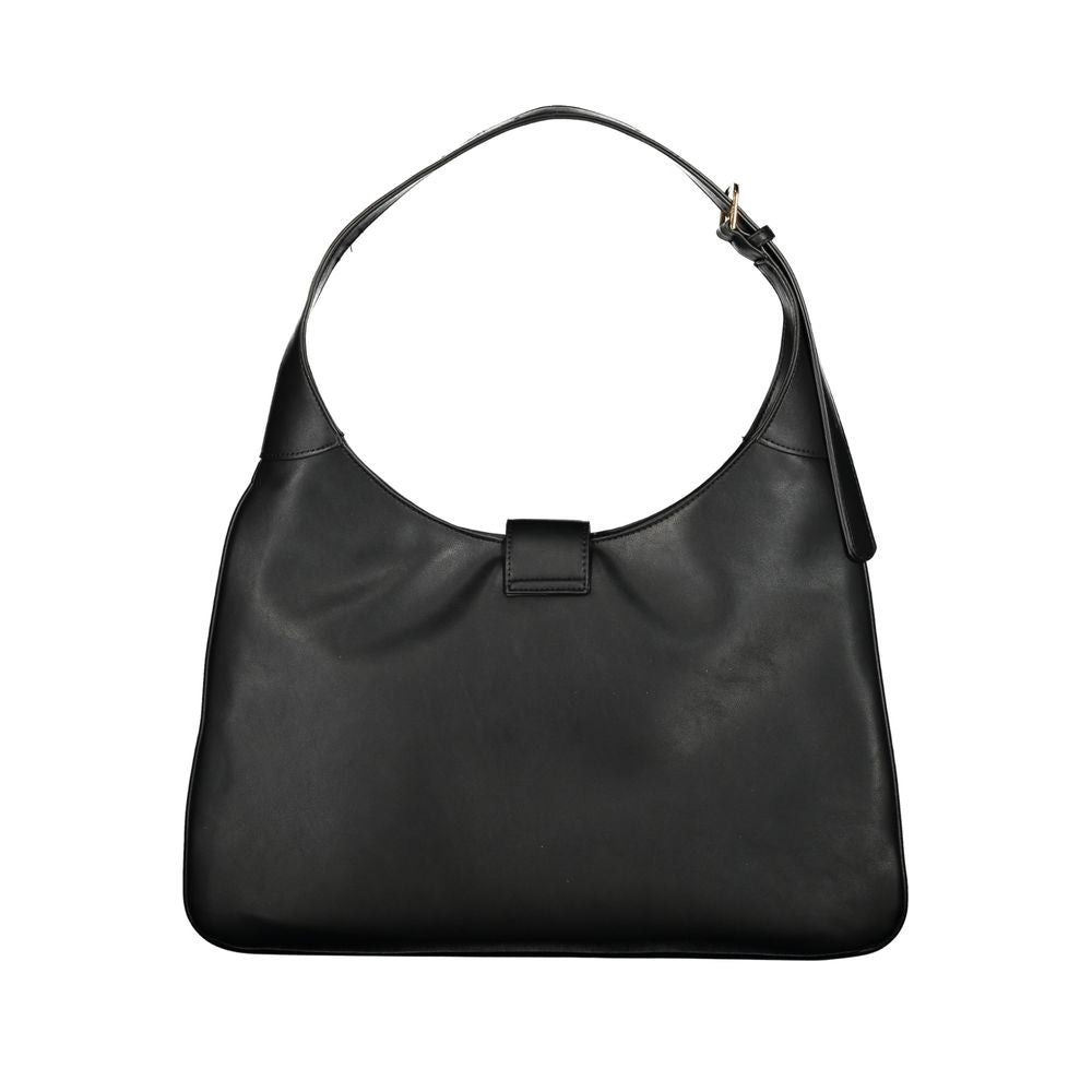 Mario Valentino Black Polyethylene Handbag with adjustable handle and internal pockets, logo design, zipper and automatic closure.