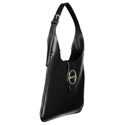 Mario Valentino Black Polyethylene Handbag with adjustable handle, logo detail, two internal pockets, zip and automatic closure.