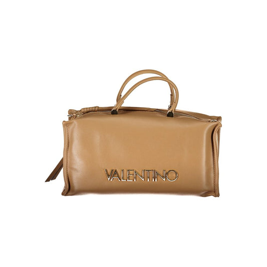 Mario Valentino Beige Polyethylene Handbag with handles, adjustable strap, external pocket, and logo on front