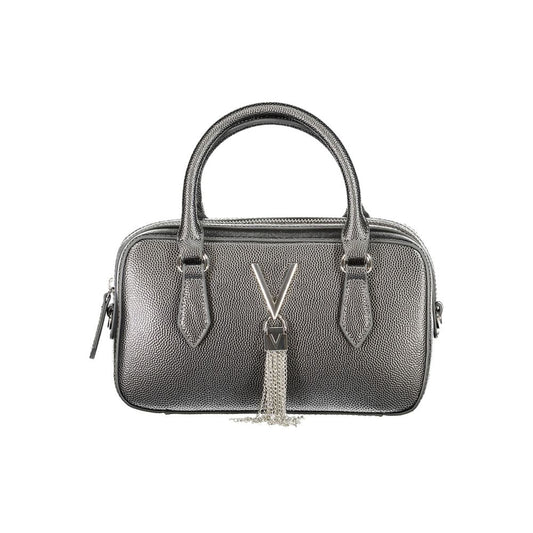 Mario Valentino Gray Polyethylene Handbag with handles, adjustable strap, internal pockets, contrasting details, and zipper closure.