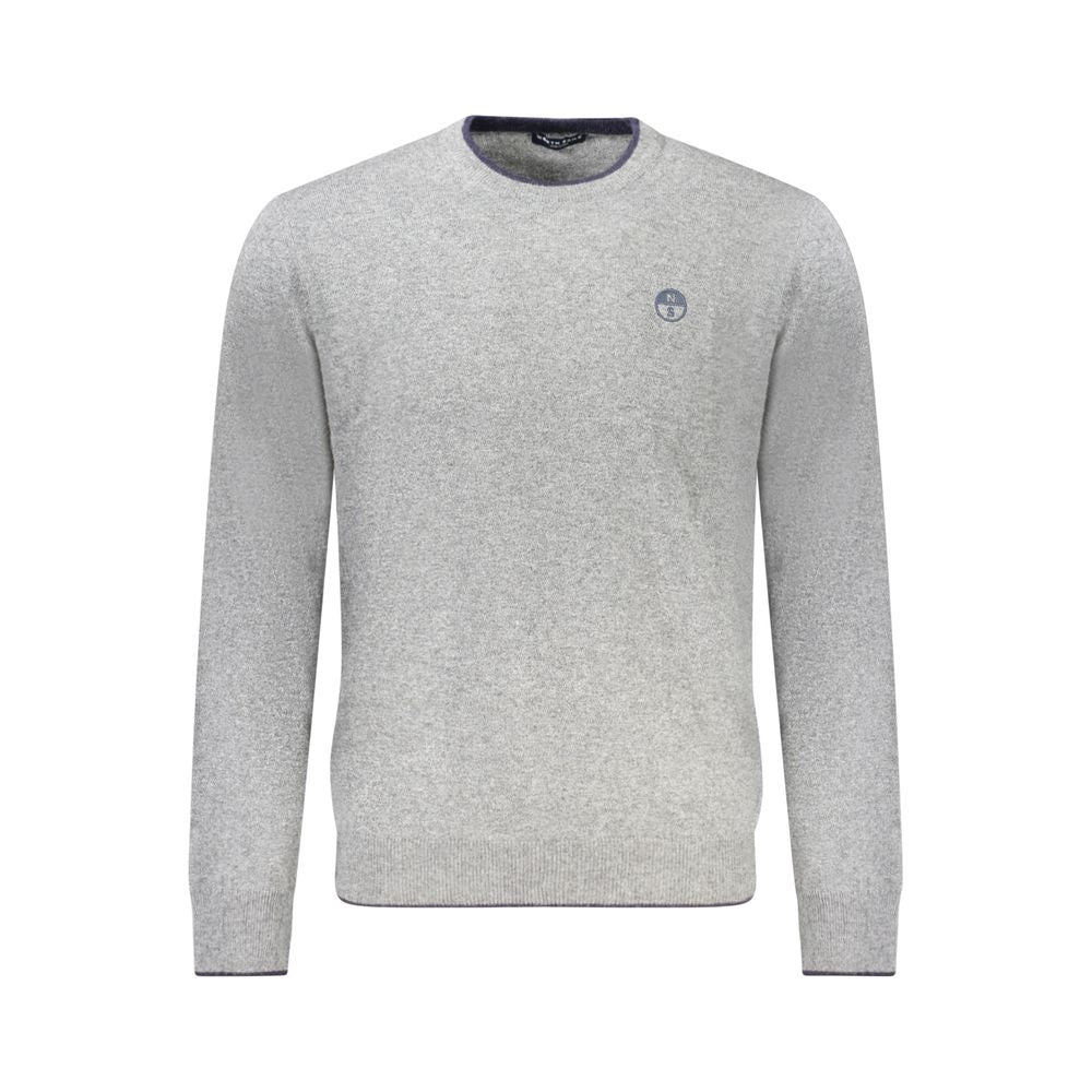 North Sails Gray Cashmere Sweater with crew neck, long sleeves, contrasting details, and embroidered logo.