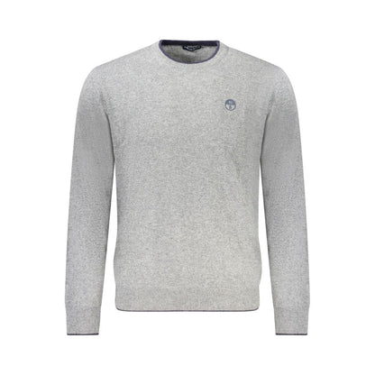 North Sails Gray Cashmere Sweater with crew neck, long sleeves, contrasting details, and embroidered logo.