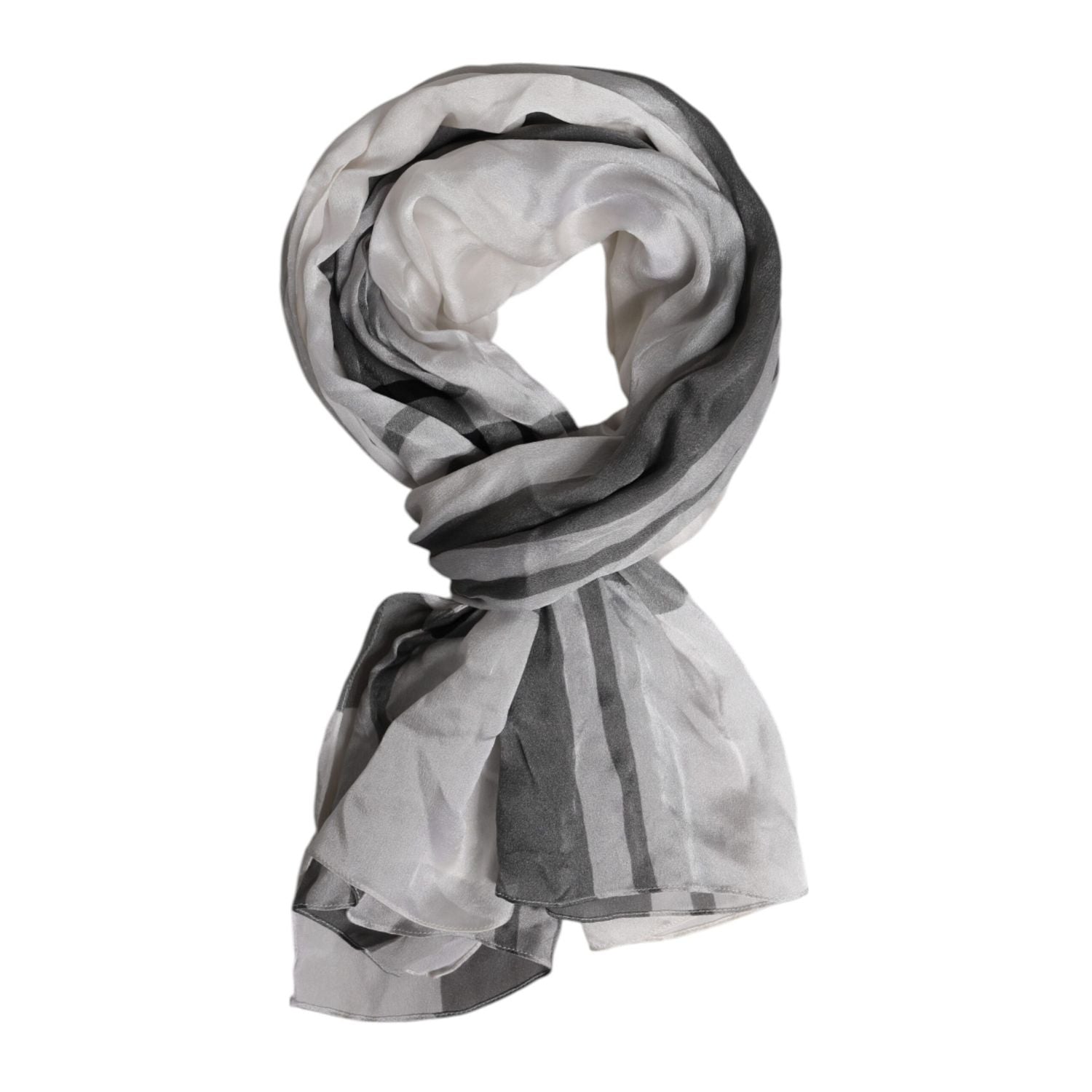 Dolce & Gabbana White Black Silk Warmer Wrap Foulard Scarf