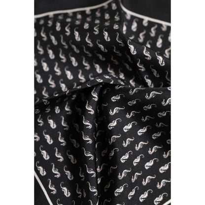 Dolce & Gabbana Black Sea Horse Silk Square Men Foulard Scarf