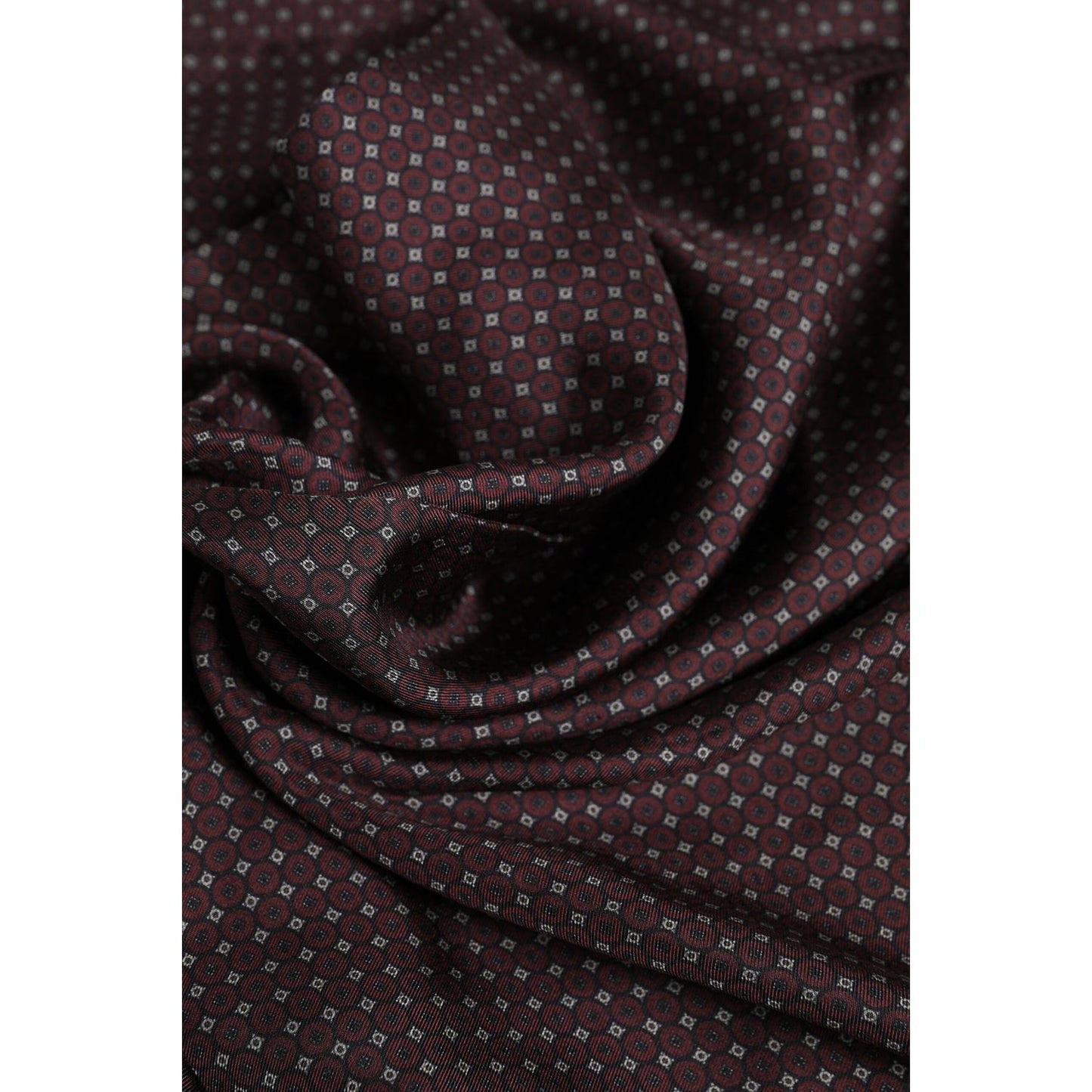 Dolce & Gabbana Maroon Dotted Silk Fringes Foulard Scarf MS7537