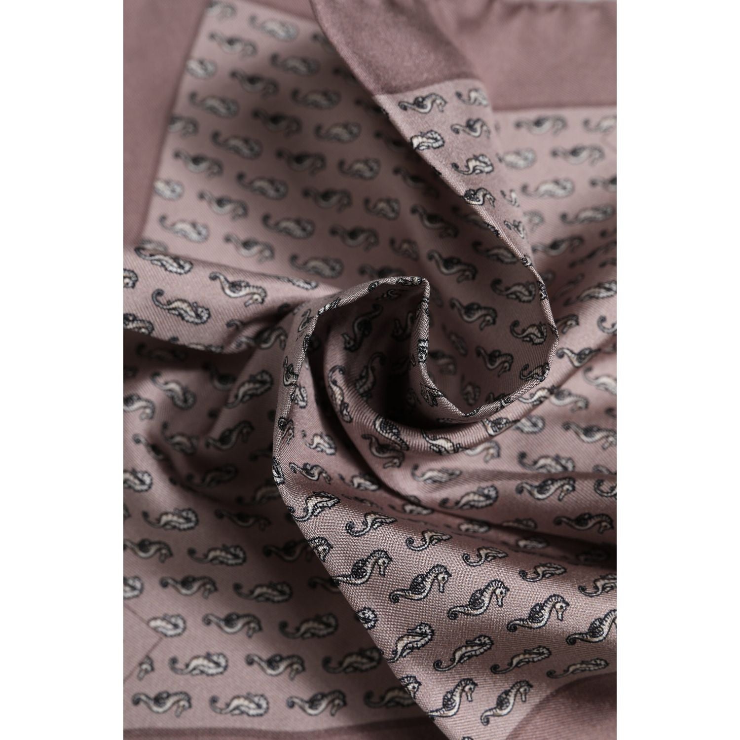 Dolce & Gabbana Brown Sea Horse Silk Square Foulard Scarf