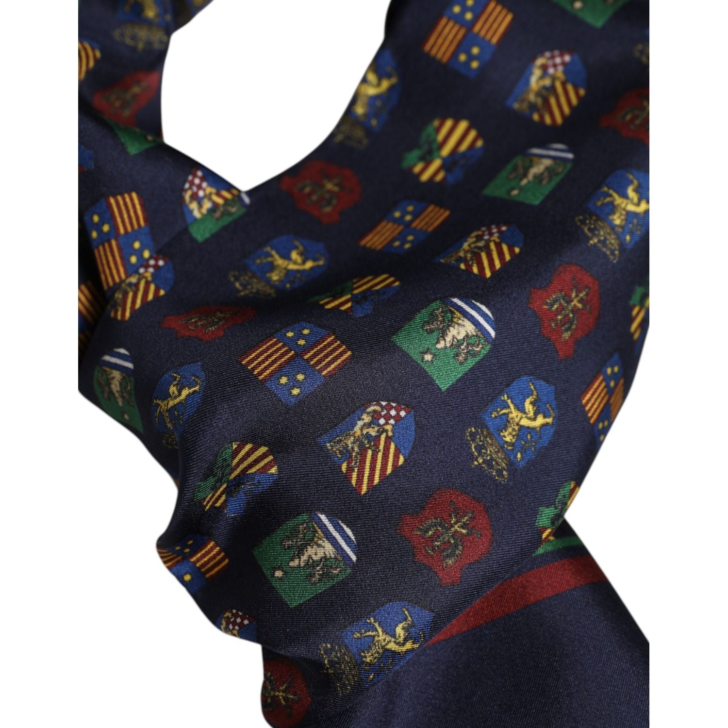 Dolce & Gabbana Blue Silk Printed Fringes Foulard Scarf