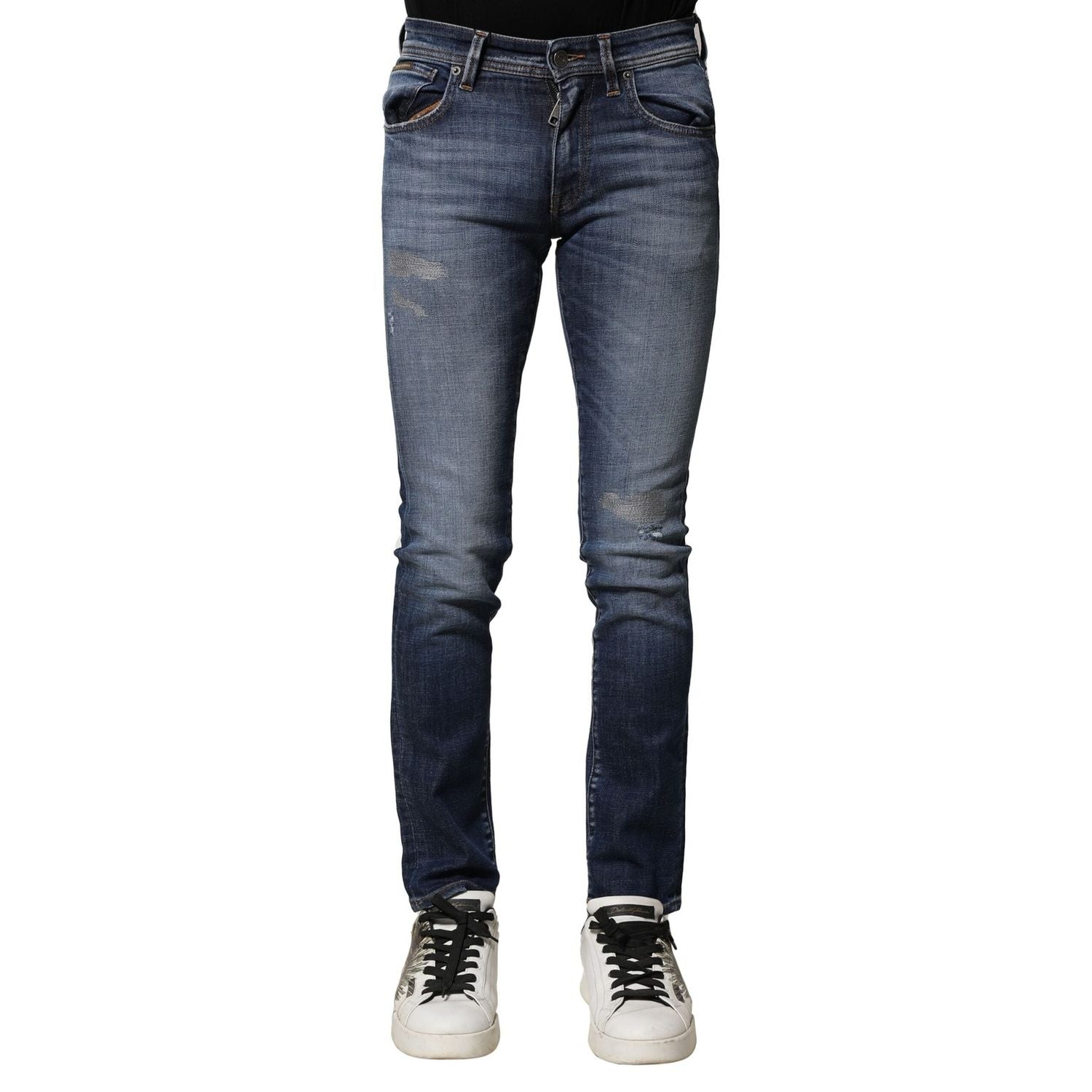 Dolce & Gabbana Blue Washed Cotton Slim Fit Men Denim Jeans