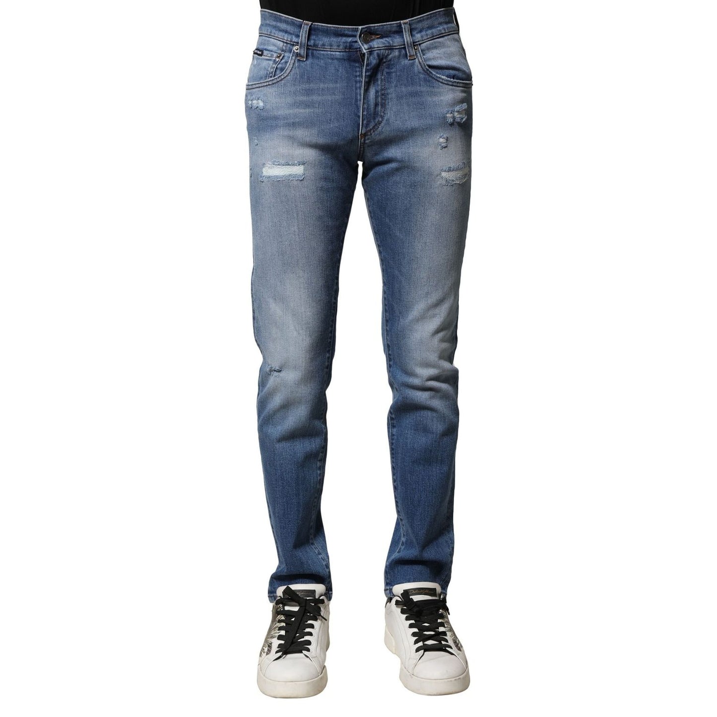 Dolce & Gabbana Blue Washed Cotton Skinny Men Denim Jeans