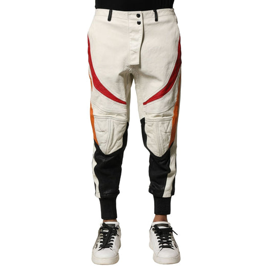 Dolce & Gabbana Multicolor Lambskin Tapered Men Pants PAN75300-48