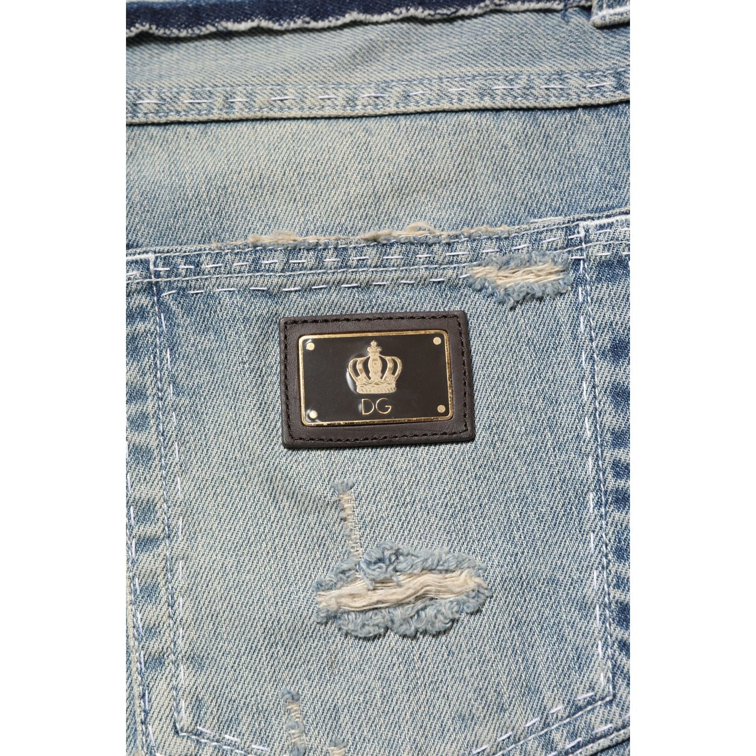 Dolce & Gabbana Light Blue Tattered Straight Men Denim Jeans