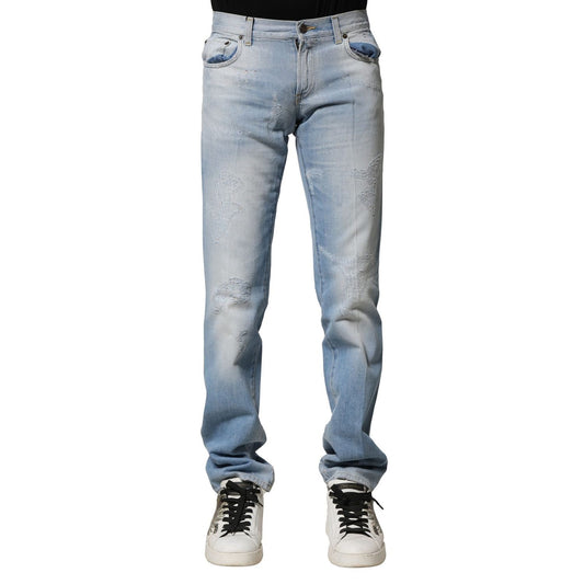 Dolce & Gabbana Light Blue Washed Straight Fit Denim Jeans PAN75928-44