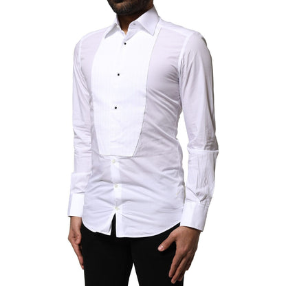 Dolce & Gabbana White GOLD Cotton Poplin Formal Dress Shirt