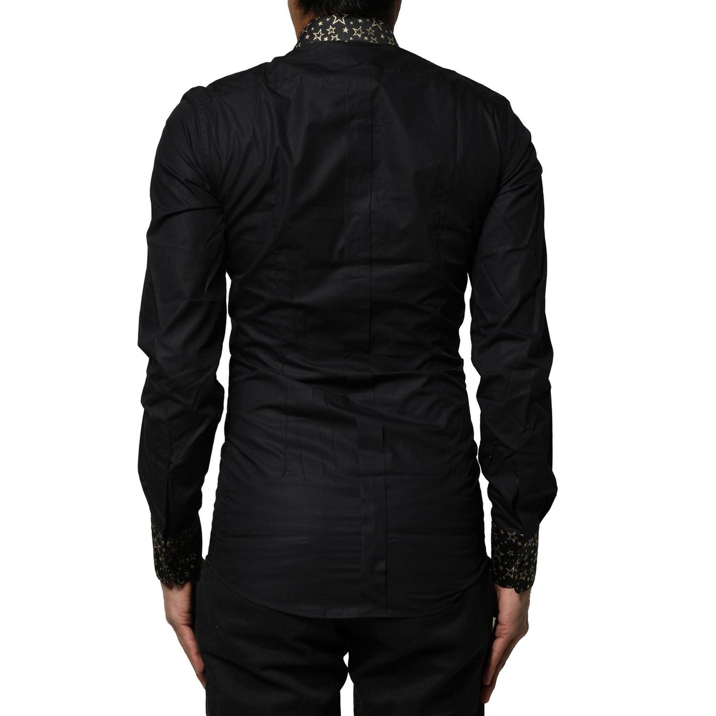 Dolce & Gabbana Black Cotton GOLD Long Sleeves Dress Shirt