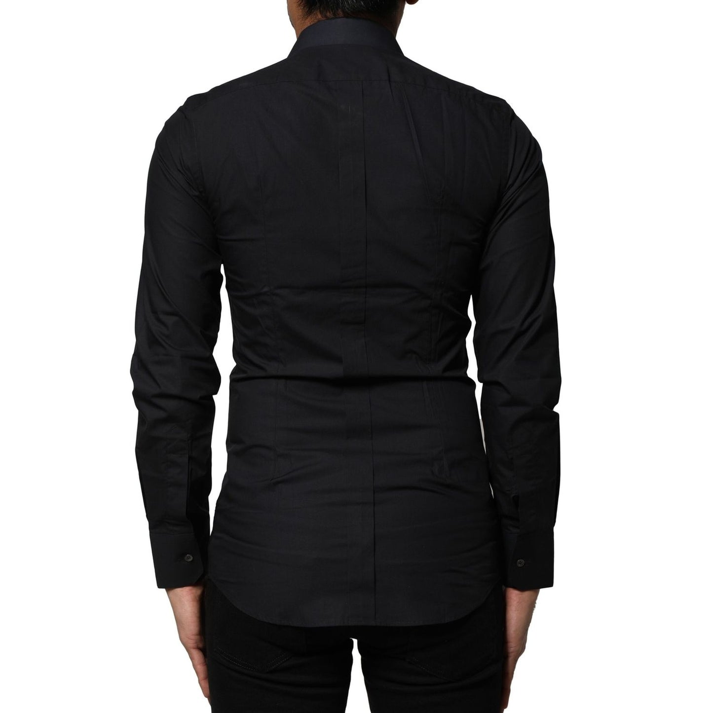 Dolce & Gabbana Black Cotton GOLD Long Sleeves Dress Shirt
