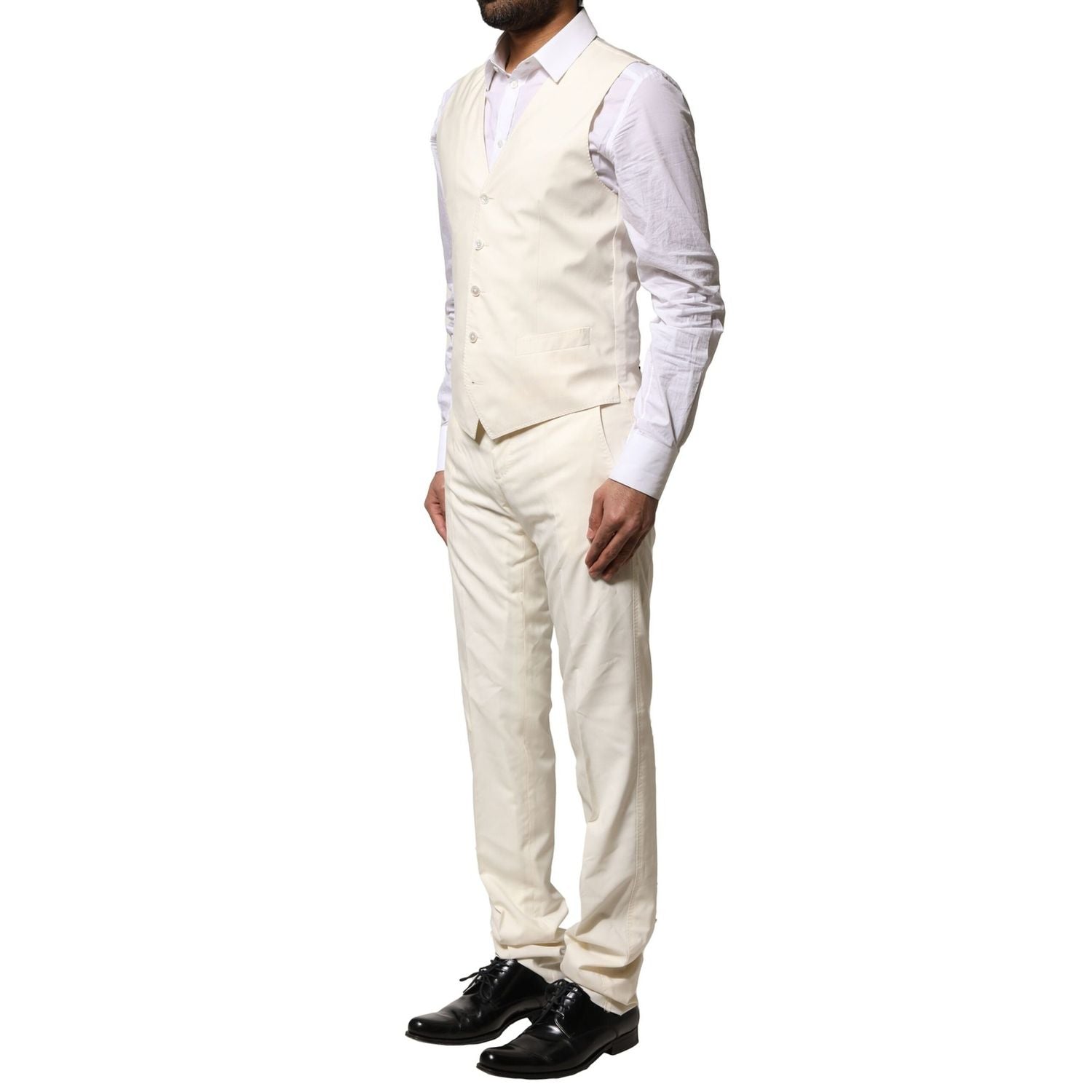 Dolce & Gabbana Ivory Wool 3 Piece Single Breasted Suit