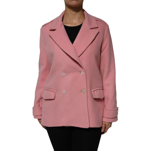 PINK MEMORIES Pink Wool Double Breasted Blazer Coat Jacket JKT41460-42