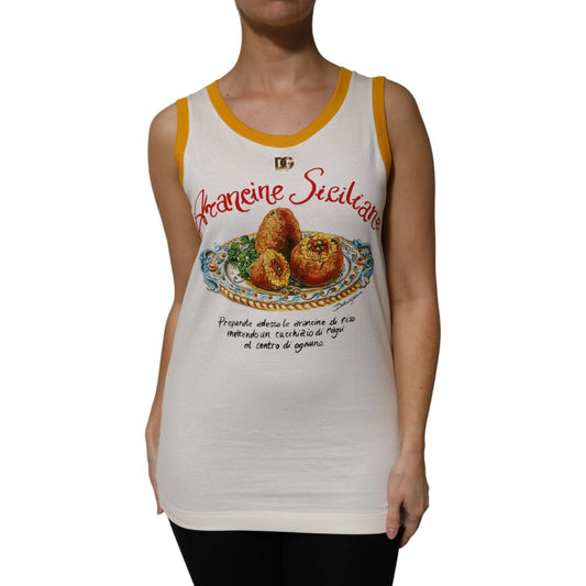 Dolce & Gabbana White Araneine Siciliane Sleeveless Tank Top TSH90669-40