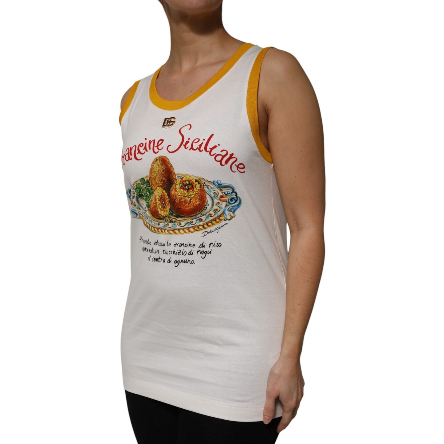 Dolce & Gabbana White Araneine Siciliane Sleeveless Tank Top TSH90669-40