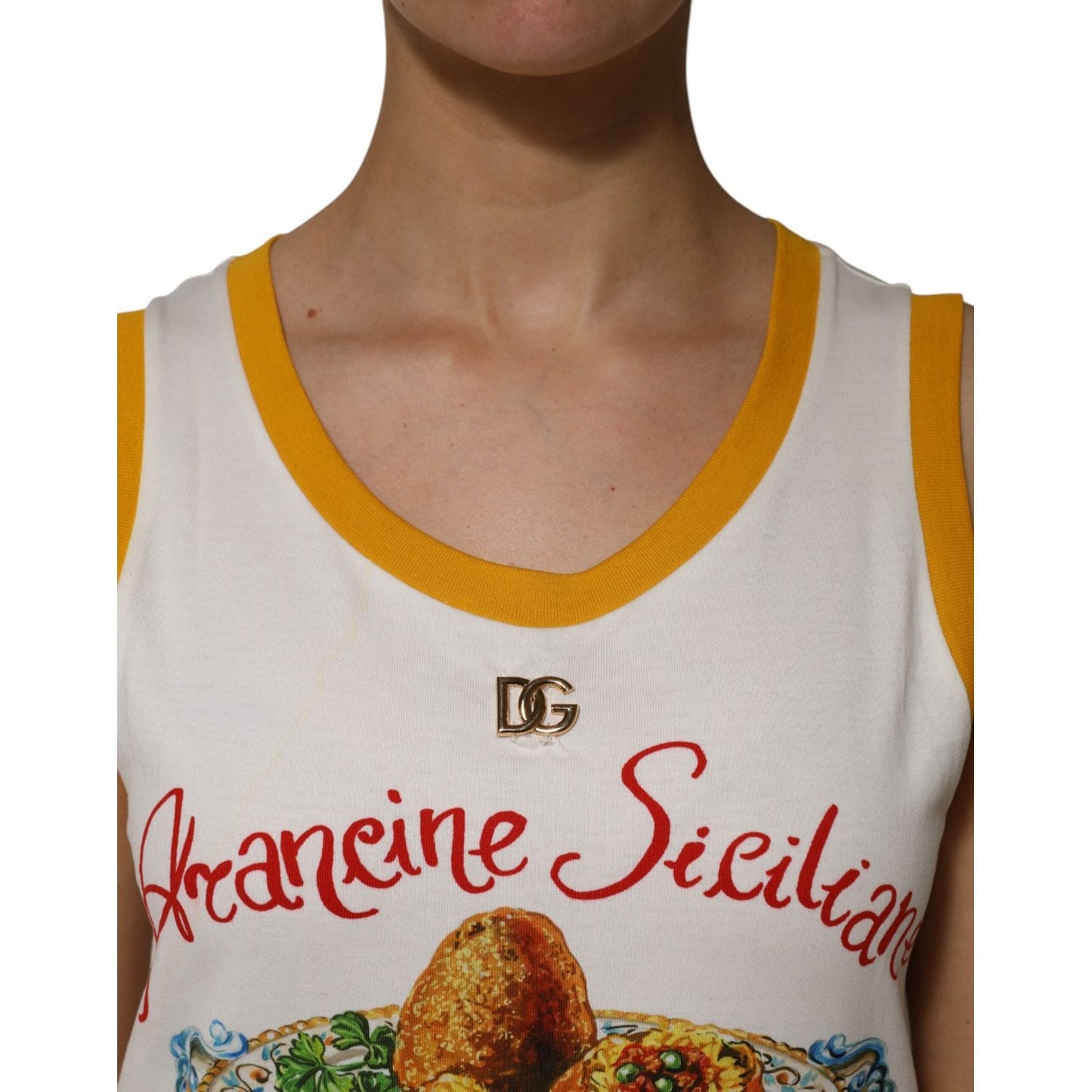 Dolce & Gabbana White Araneine Siciliane Sleeveless Tank Top TSH90669-40