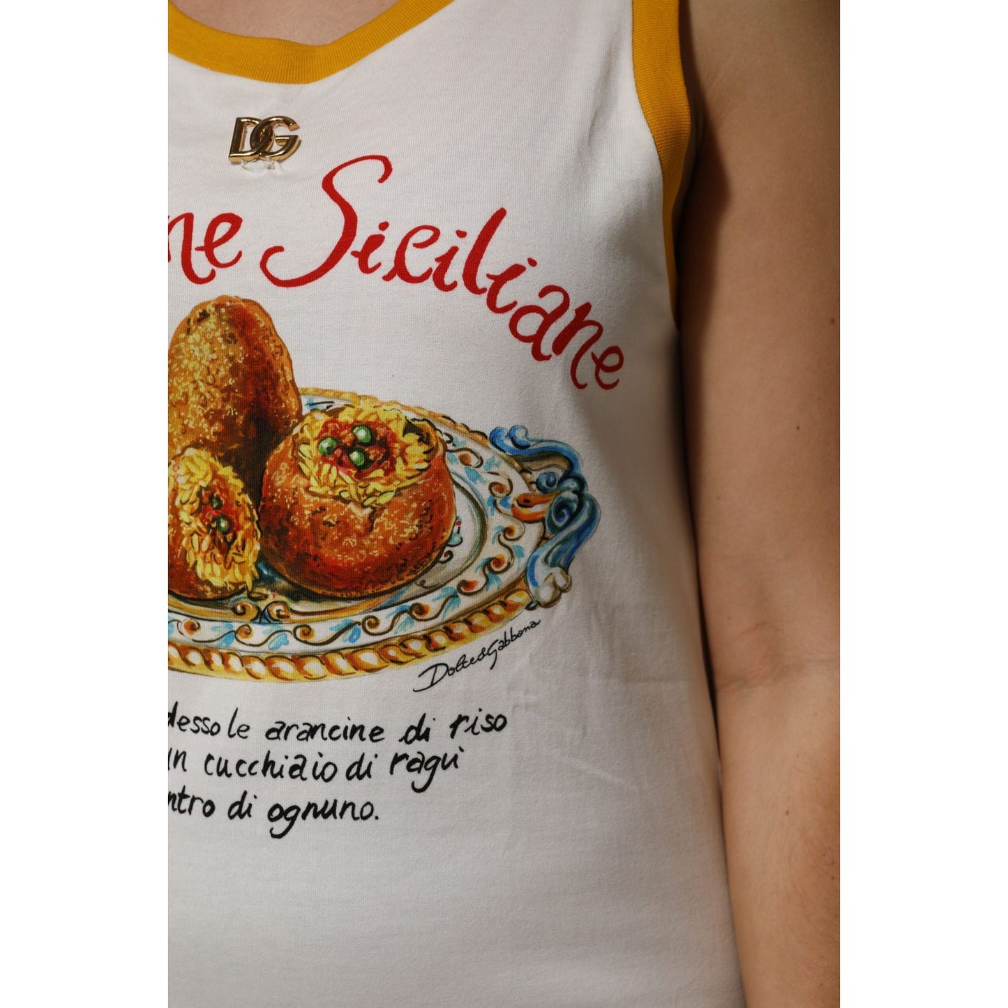 Dolce & Gabbana White Araneine Siciliane Sleeveless Tank Top TSH90669-40