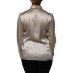 Dolce & Gabbana Beige Satin Silk Collared Long Sleeves Top TSH906735-42