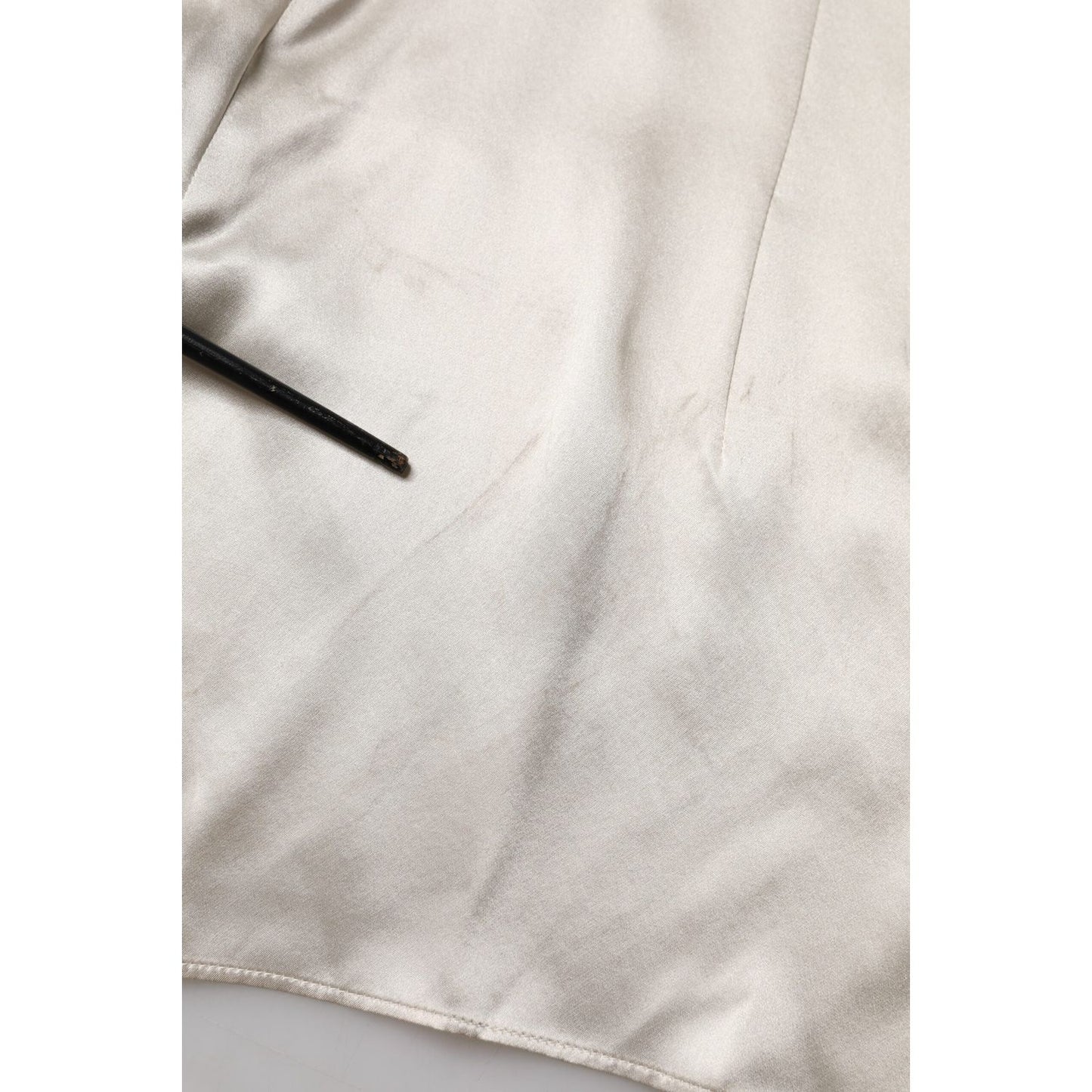 Dolce & Gabbana Beige Satin Silk Collared Long Sleeves Top TSH906735-42