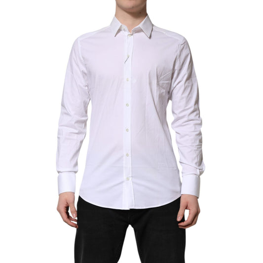 Dolce & Gabbana White GOLD Cotton Collared Dress Shirt Top TSH906870-40