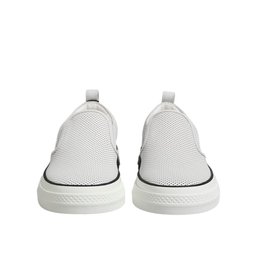 Dolce & Gabbana White Dotted Leather Slip On Men Sneakers Shoes MV7398-39