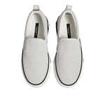 Dolce & Gabbana White Dotted Leather Slip On Men Sneakers Shoes MV7398-39