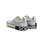 Dolce & Gabbana White Dotted Leather Slip On Men Sneakers Shoes MV7398-39