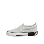 Dolce & Gabbana White Dotted Leather Slip On Men Sneakers Shoes MV7398-39