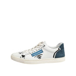 Dolce & Gabbana White Leather Printed Low Top Sneakers Shoes MV7447-44