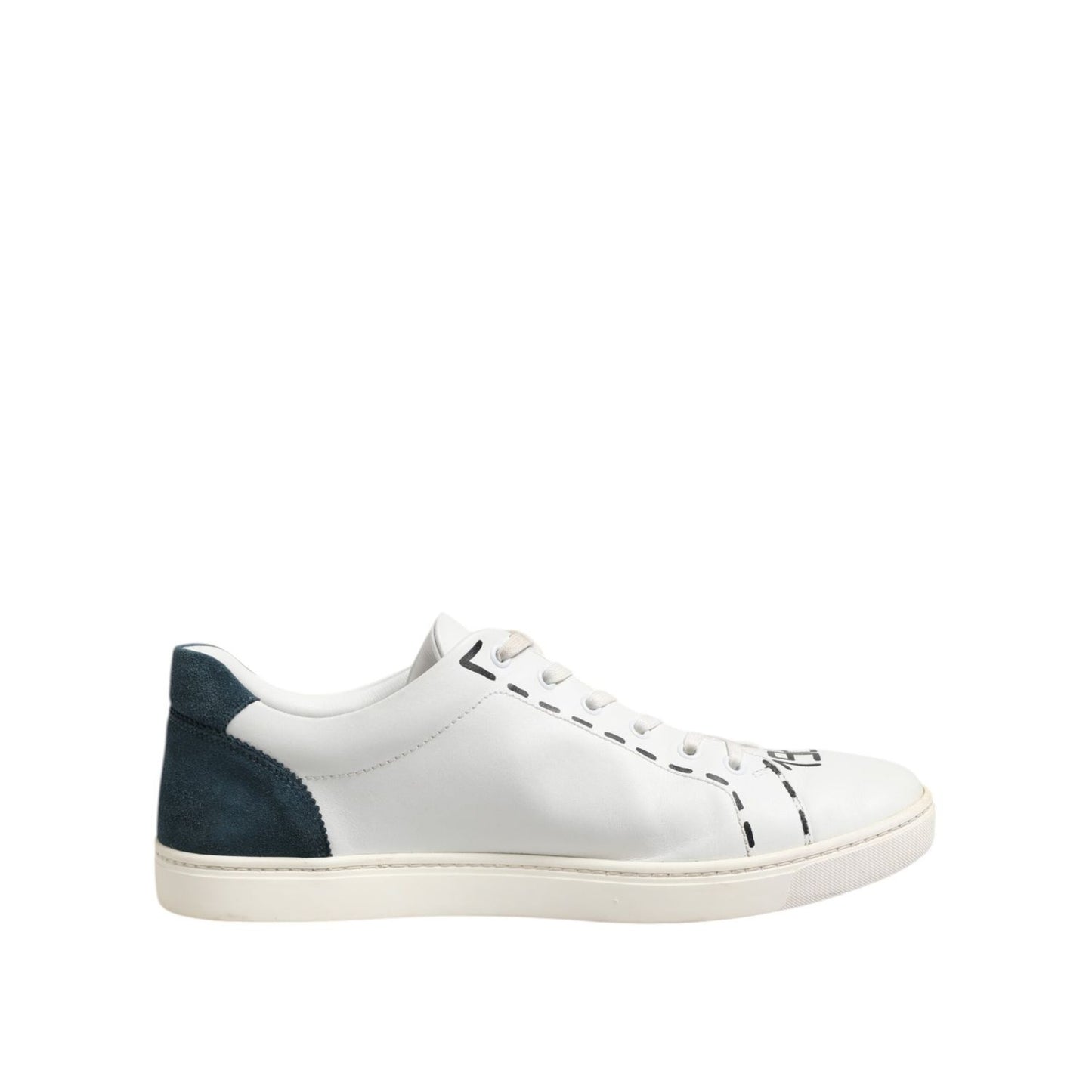 Dolce & Gabbana White Leather Printed Low Top Sneakers Shoes MV7447-44