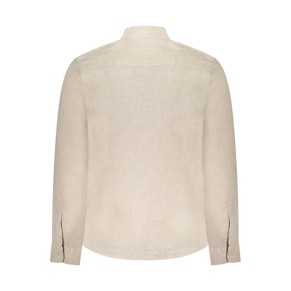 Back view of North Sails Beige Linen Shirt with Korean collar and button cuffs