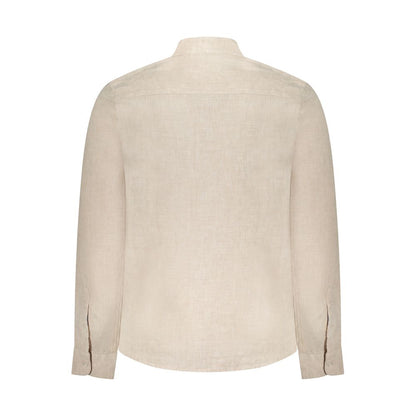 Back view of North Sails Beige Linen Shirt with Korean collar and button cuffs
