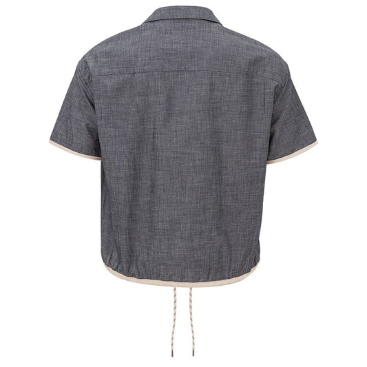 Armani Exchange Blue Cotton Shirt AR-398167320013770-M