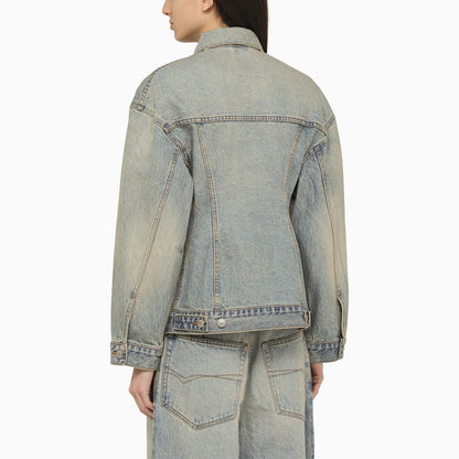 Balenciaga Light blue washed-effect denim jacket Jackets
